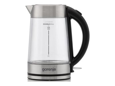 Gorenje Kettle, K17GDWII, 2200 W, Electric, 1.7 L, 360° rotational base, Stainless steel/Glass, Stainless steel/Transparent
