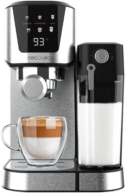 Cecotec Coffee Maker, Power Espresso 20 Cream, Pump pressure 20 bar, Built-in milk frother, Semi-automatic, 1350 W