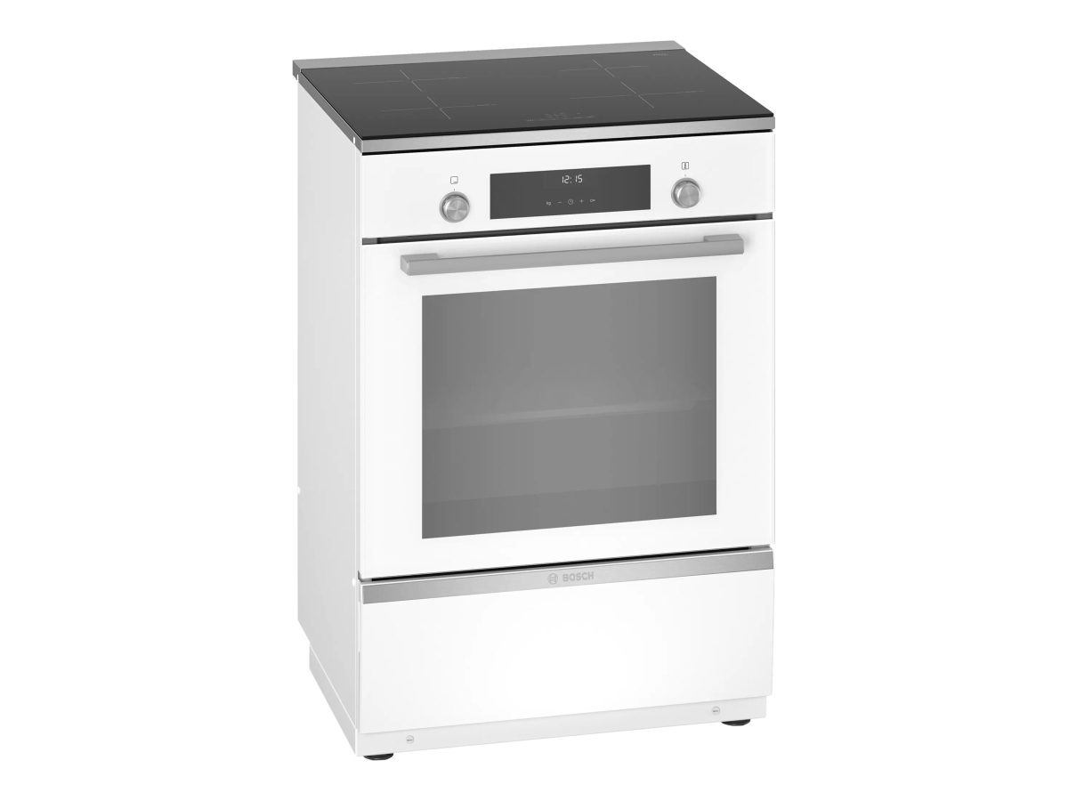 Cooker, HLT59E020U, Integrated timer, Hob type Induction, Oven type Electric, White, Width 60 cm, Electronic ignition, Grilling, LCD, Depth 60 cm, 66 L