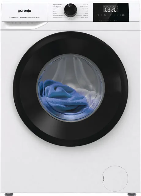 Gorenje Washing machine | W3NGPI72SBS | Energy efficiency class B | Front loading | Washing capacity 7 kg | 1200 RPM | Depth 43.5 cm | Width 59.5 cm | Display | LCD | Steam function