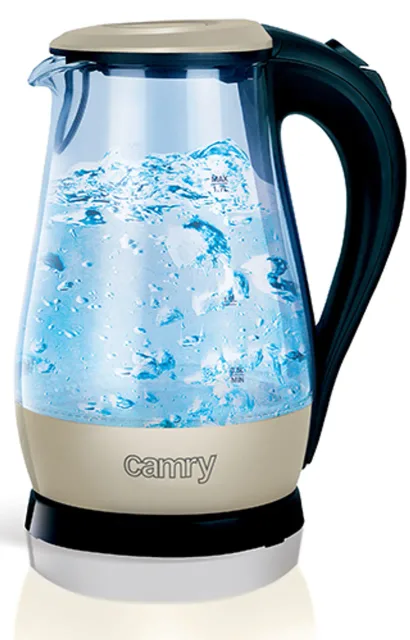 Camry | Kettle | CR 1251 | Standard | 2000 W | 1.7 L | Glass | 360° rotational base | Glass/Black