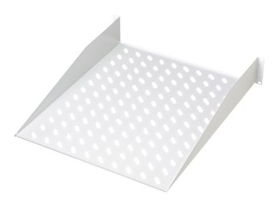 Fixed Shelf for Racks, DN-97610, Perfect for storage of components which are not 483 mm (19”) suitable; Slim design which takes space of 2 height units; Easy and quick to mount or dismount; Load capacity: 25 kg; Dimensions:  88 x 482 x 349 mm, White