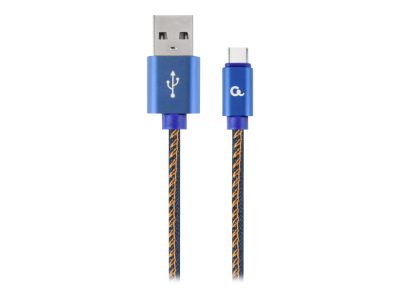 Premium Jeans (Denim) Type-C USB Cable with Metal Connectors, CC-USB2J-AMCM-1M-BL