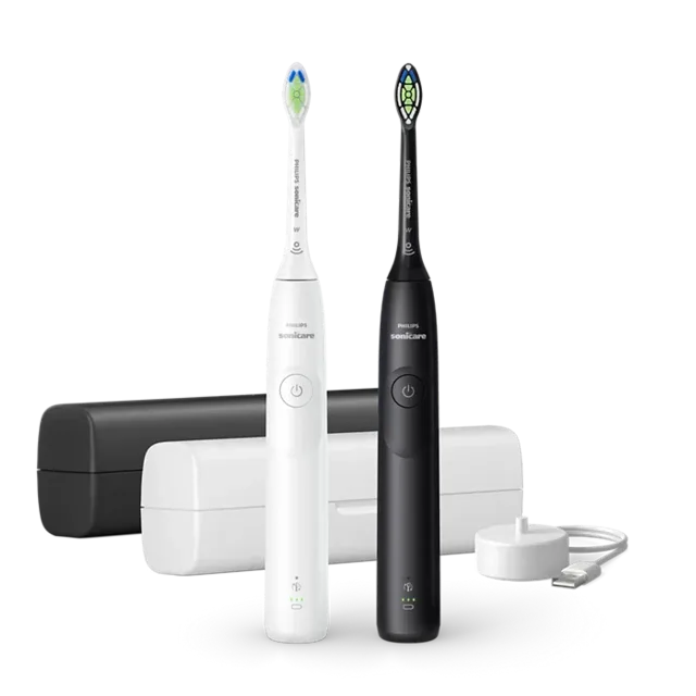 PHILIPS 5300 Sonic elektriskās zobu birstes, 2 gab., balta un melna