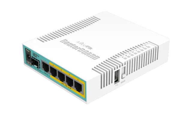 Mikrotik Wired Ethernet Router RB960PGS, hEX PoE, CPU 800MHz, 128MB RAM, 16MB, 1xSFP, 5xGigabit LAN, 1xUSB, Power Output On ports 2-5, Ourput: 1A max per port; 2A max total, RouterOS L4 | MikroTik | hEX PoE Router | RB960PGS | No Wi-Fi | 10/100/1000 Mbit/s | Ethernet LAN (RJ-45) ports 5 | Mesh Support No | MU-MiMO No | No mobile broadband | 1xUSB | 12 month(s)