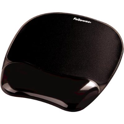 Mouse pad with wrist support CRYSTAL, Mouse pad with wrist pillow, 202 x 235 x 25  mm, Black