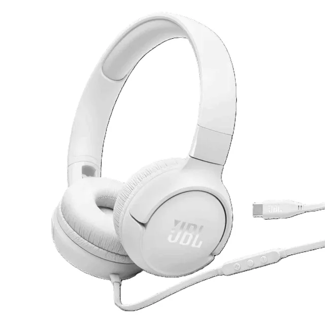 JBL Tune on-ear austiņas ar USB, baltas