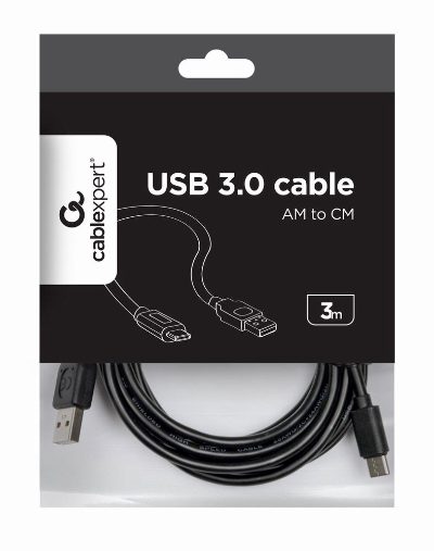 USB 2.0 AM to Type-C cable (AM/CM), 3 m, USB-C to USB-A USB Type-C (male), USB 2 AM (male)