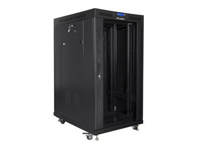 Rack cabinet 19" free-standing 22U/800x1000 (flat pack) with glass door, FF01-8022-12BL, Black