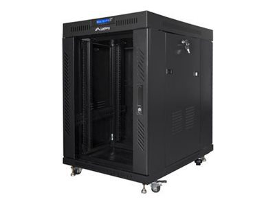 Rack cabinet 19" free-standing 15U/800x1000 (flat pack) with glass door, LCD, FF01-8015-12BL, Black