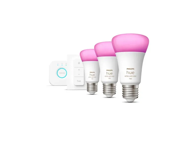 Hue WCA Starter Kit 9W A60 E27, 3pcs, Bridge, Switch | E27 | 9 W | RGBW 2000-6500K | Bluetooth and Zigbee