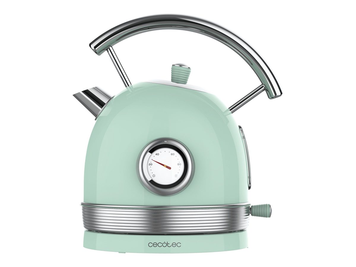 Cecotec Kettle, ThermoSense 420 Vintage, 2200 W, Electric, 1.8 L, Stainless steel, 360° rotational base, Light Green