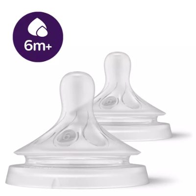 Philips Avent Natural Response barošanas pudeļu silikona knupīši, biezai barībai 6M+ (2 gab)
