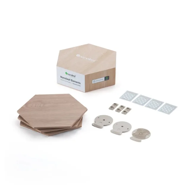 Nanoleaf | Elements Wood Look Hexagons Expansion Pack (3 panels) | Cool White + Warm White