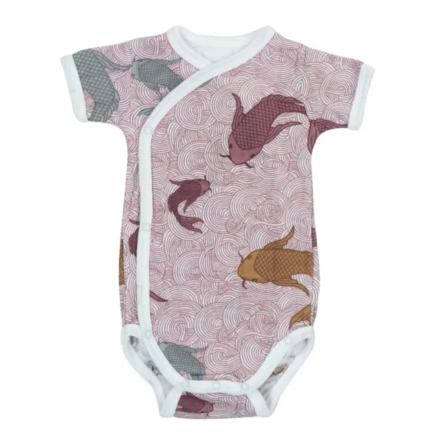 Lodger Romper Empire Fish kokvilnas bodijs ar īsām piedurknēm, Nocture, 68 cm