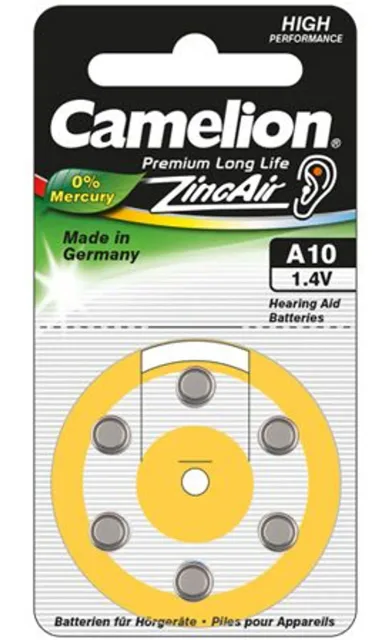 Camelion | A10/DA10/ZL10 | Zinc air cells | 6 pc(s)