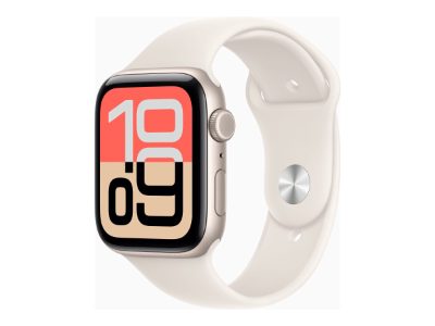 Apple Watch SE 3 GPS + Cellular 44mm Starlight Aluminium Case with Starlight Sport Band - S/M, Apple