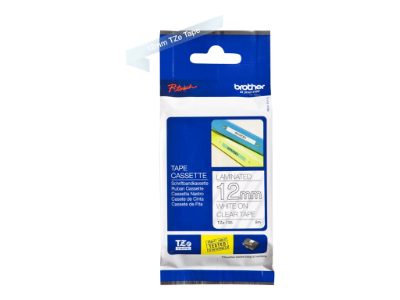 TZe-135 Laminated Tape, White on Clear, TZe, 8 m, 1.2 cm