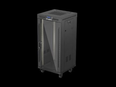 Lanberg Rack cabinet 19" free-standing 24U/600x600 (flat pack) with glass door LCD V2, black, Lanberg